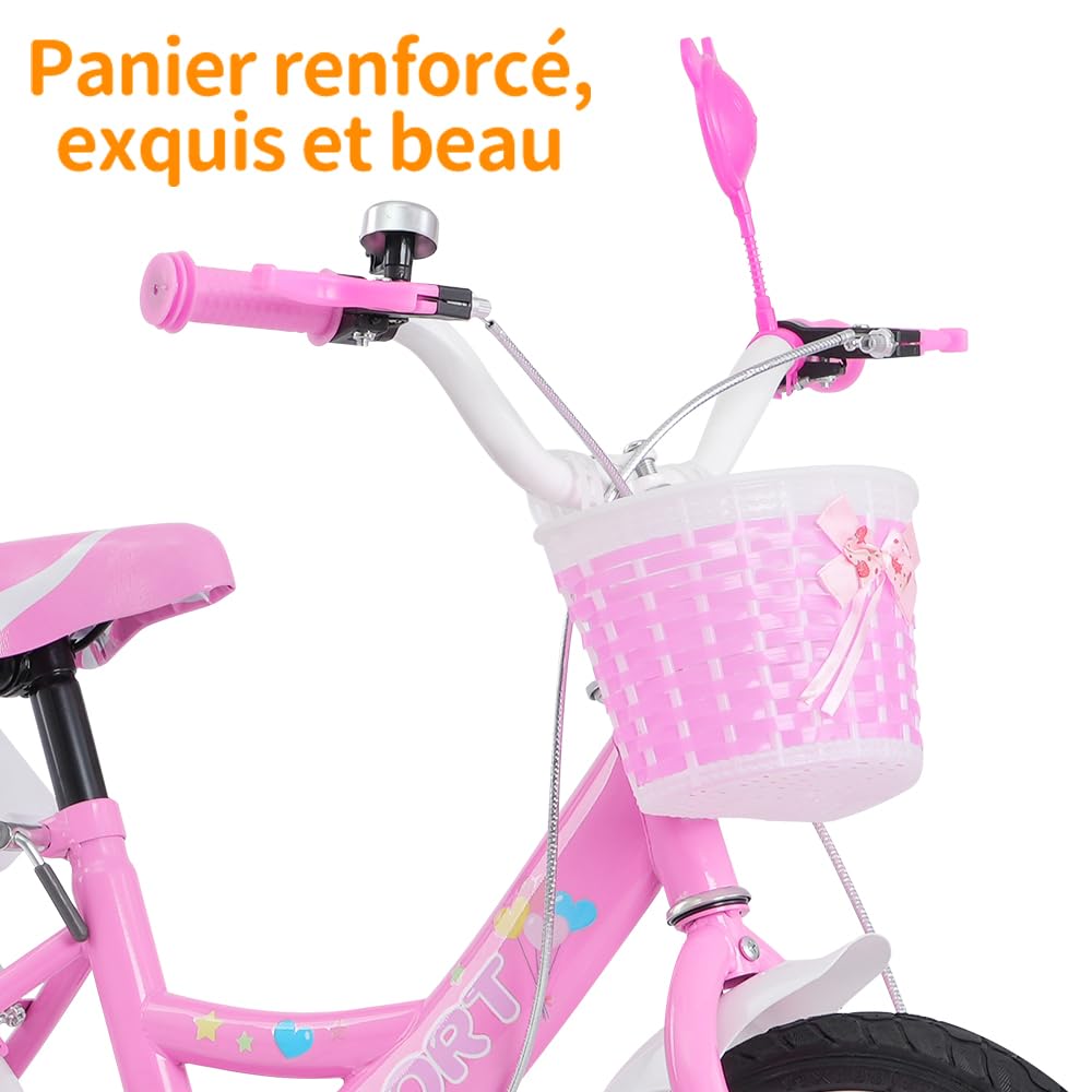 Bicicletta Per Bambini 12-20 Pollici - Per Ragazze E Ragazzi 2-9 Anni, Telaio In Acciaio, Freni Sicuri, Ruote Ausiliarie - 6