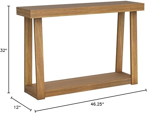 Miniatura 2 de Plank+Beam Mesa de consola de madera maciza con almacenamiento, 46 pulgadas, mesa de sofá con estante, mesa estrecha de entrada para pasillo, detrás