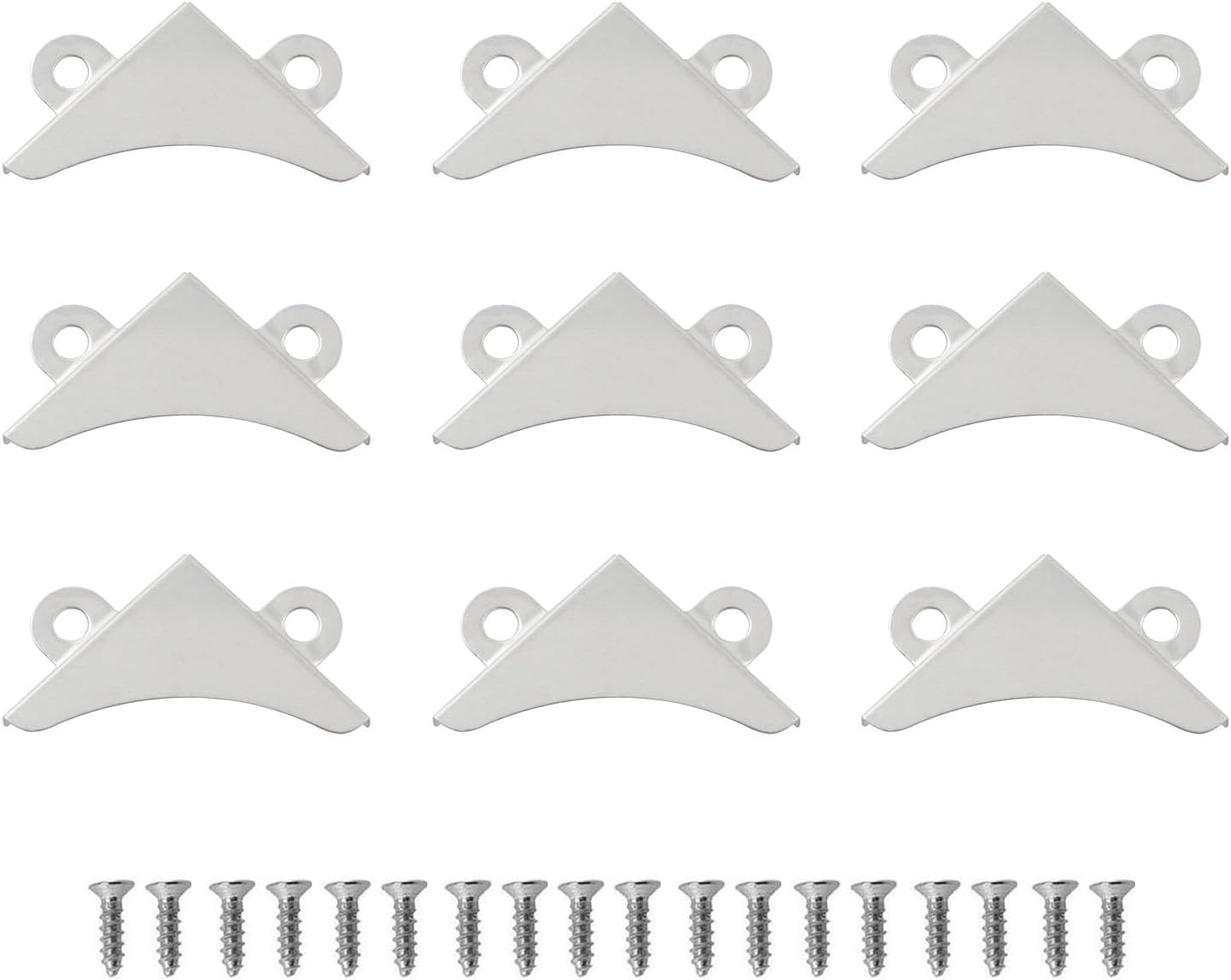 HJGarden 20PCS Iron Triangular Mirror Corner Clamps Picture Frame Corner Brackets with Screws 1.68x1.18inch Wooden Box Shockproof and Deformation Resistant Hardware Accessories Silver