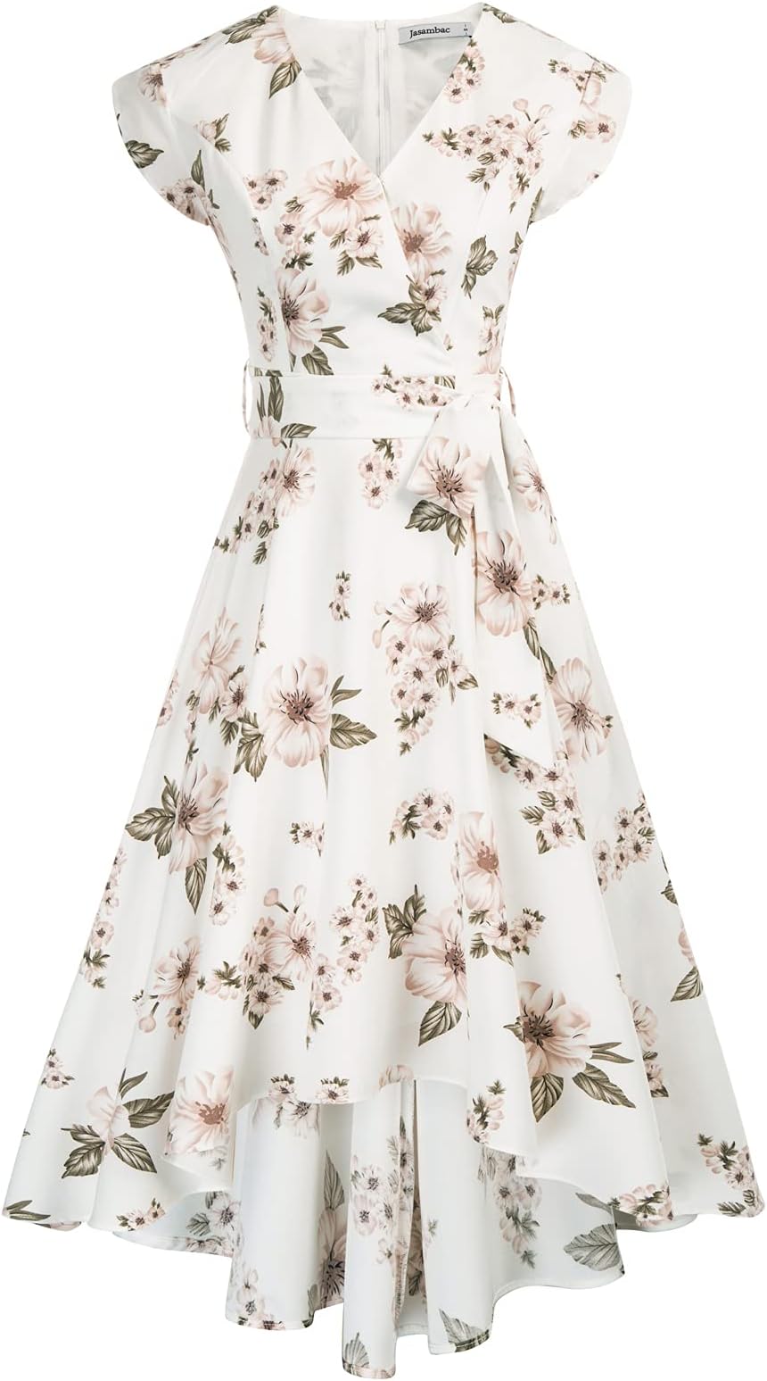 JASAMBAC Bridal Shower Dresses for Guest Boho Wedding Guest Dress for Women Floral Maxi Dress Green L