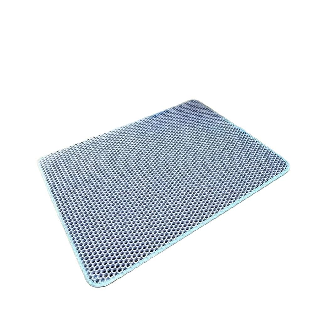 Double Layer Cat Litter Mat Cat Toilet Rug Litter Tray Sandboxes For Cat Litter Carpet Cat Litter Box Accessories(Blue,40X50CM)