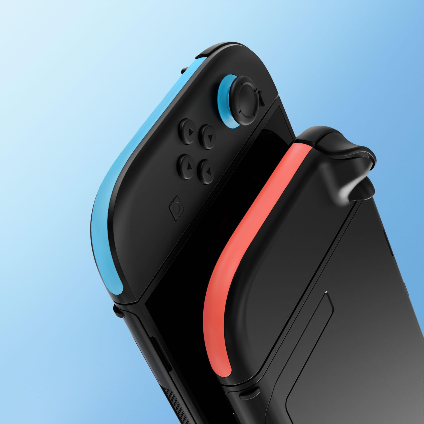 eXtremeRate Kit de Tiras Decorativas de Reemplazo para Joycon 2, Cubierta Lateral Personalizada, DIY Tiras de Decoración con Herramienta de Palanca para Nintendo Switch 2 (Azul+Naranja)