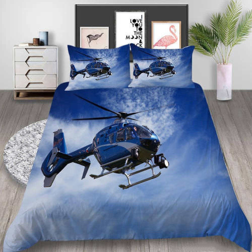 Housse de couette 140x200 hélicoptère pour stopper la couette qui glisse grâce au zip