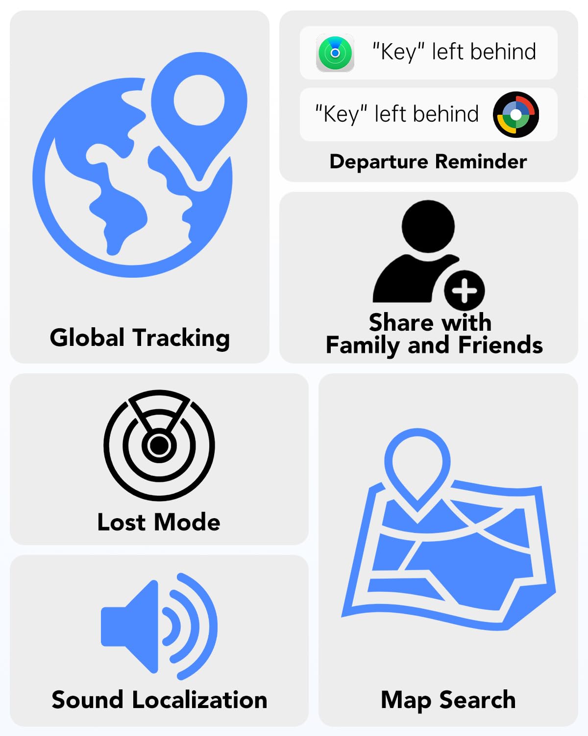 Air Tracker Tag, Lot de 2, Compatible avec Les appareils Android et Apple, Fonctionne avec l'application Apple Find My (1 Noir et 1 Blanc)