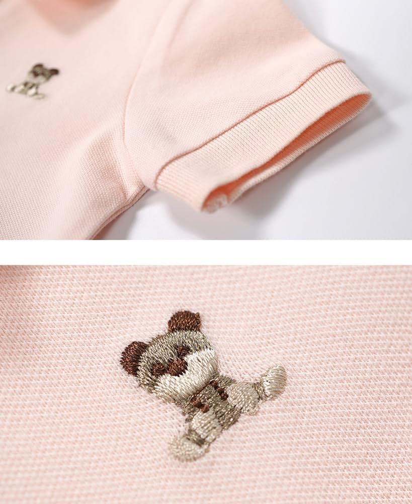 Baby Boys Girls Polo Bodysuit Cotton Short Sleeve Embroidery Bear Romper Jumpsuit 0-24 Months - Image 3
