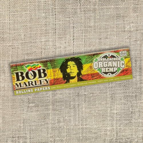 Bob Marley Rolling Paper - King Size Extra Long (110mm) Unbleached Paper - Pack of 5 Booklets!