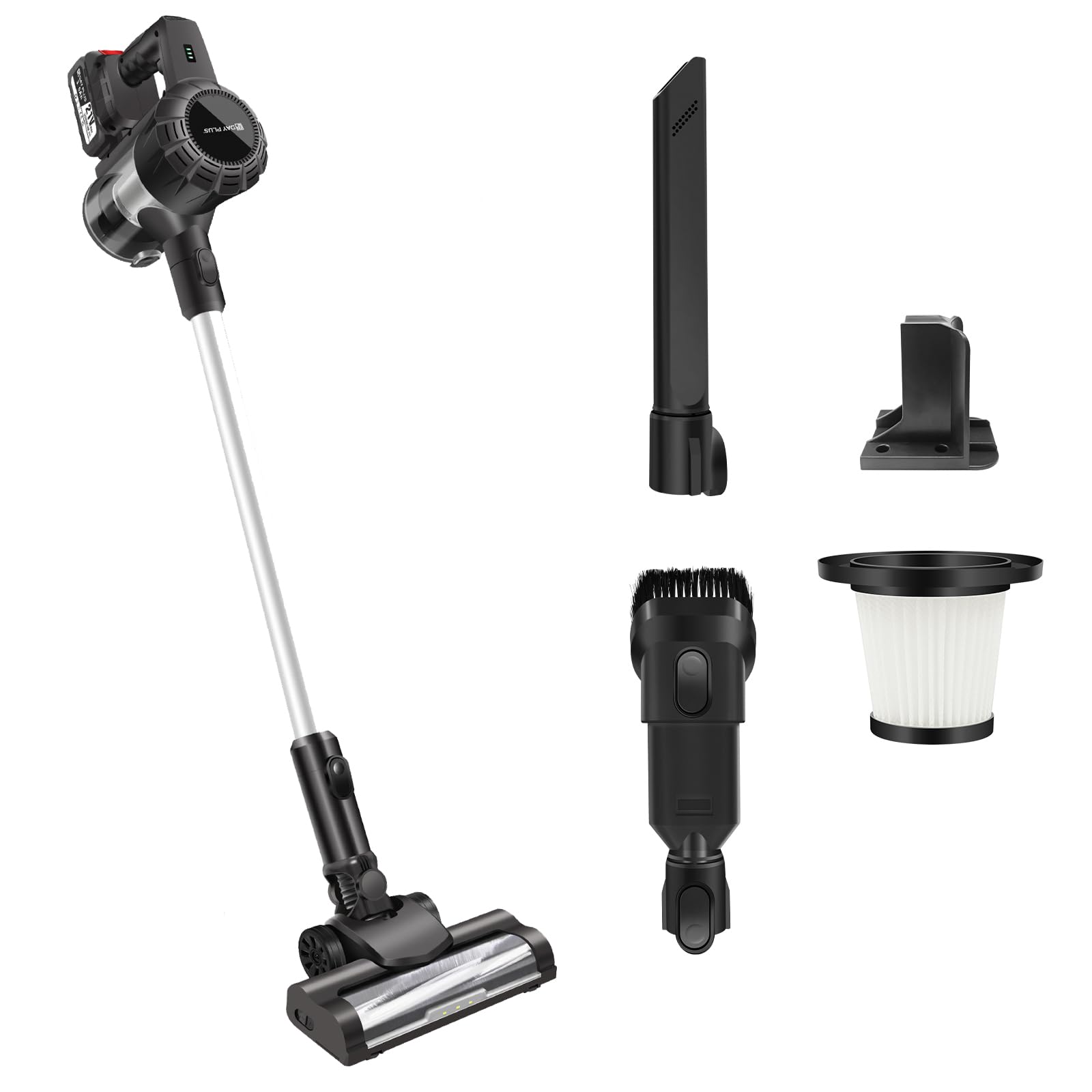 JAOSY Powerful Lightweight Vacuum Cleaner, Cordless Stick Vacuums with Headlights, Electric Brooms Tool Kit for Carpet, Hard Floor, Pet Hair (Vacuum Cleaner 1PCS Battery)