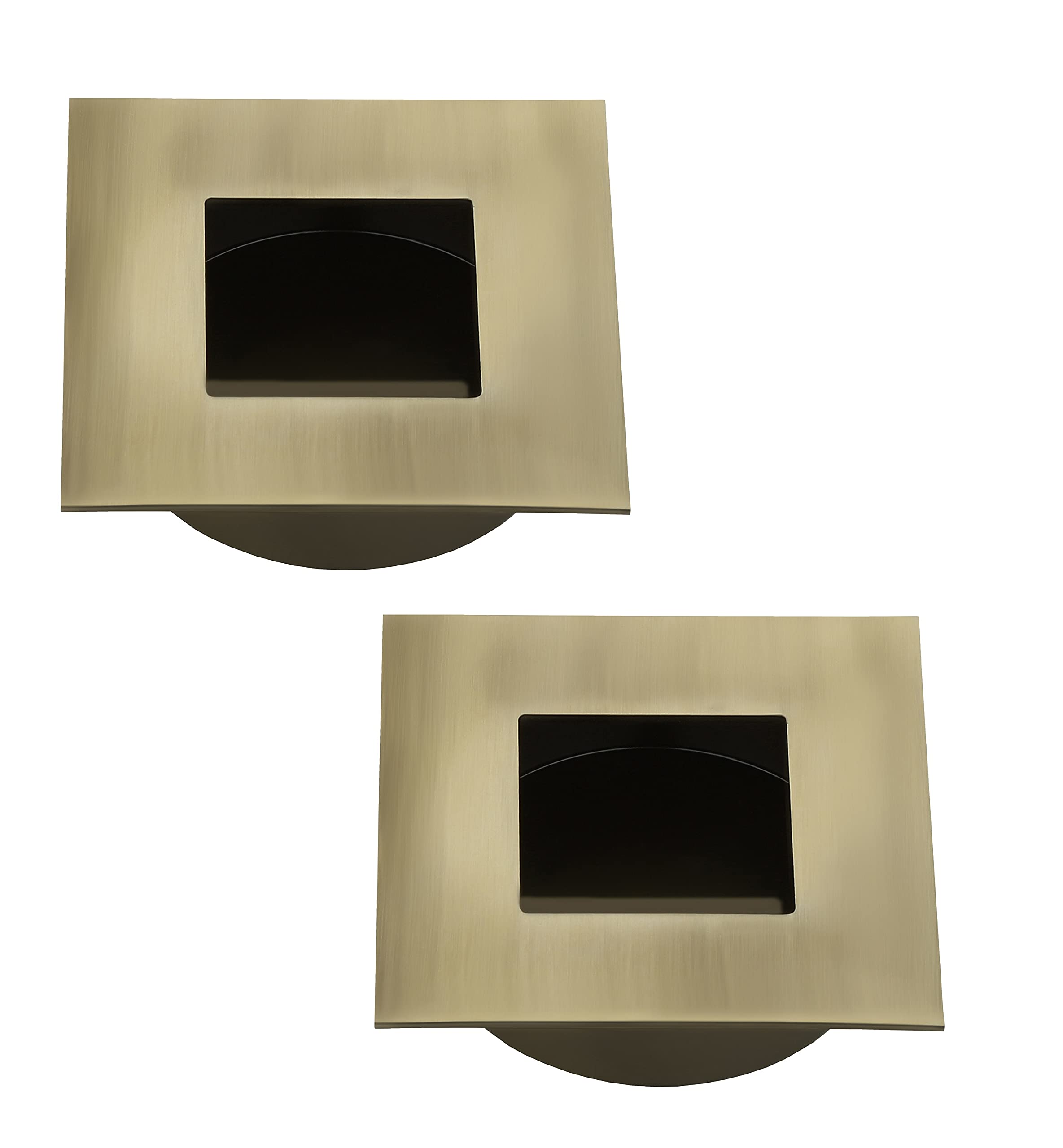 Nixnine Square Concealed Sliding Handle for Door Handle and Door Pull Handle, Drawer Pull, Cupboard Door, (3Inch, Brass Antique) Pack of 2,