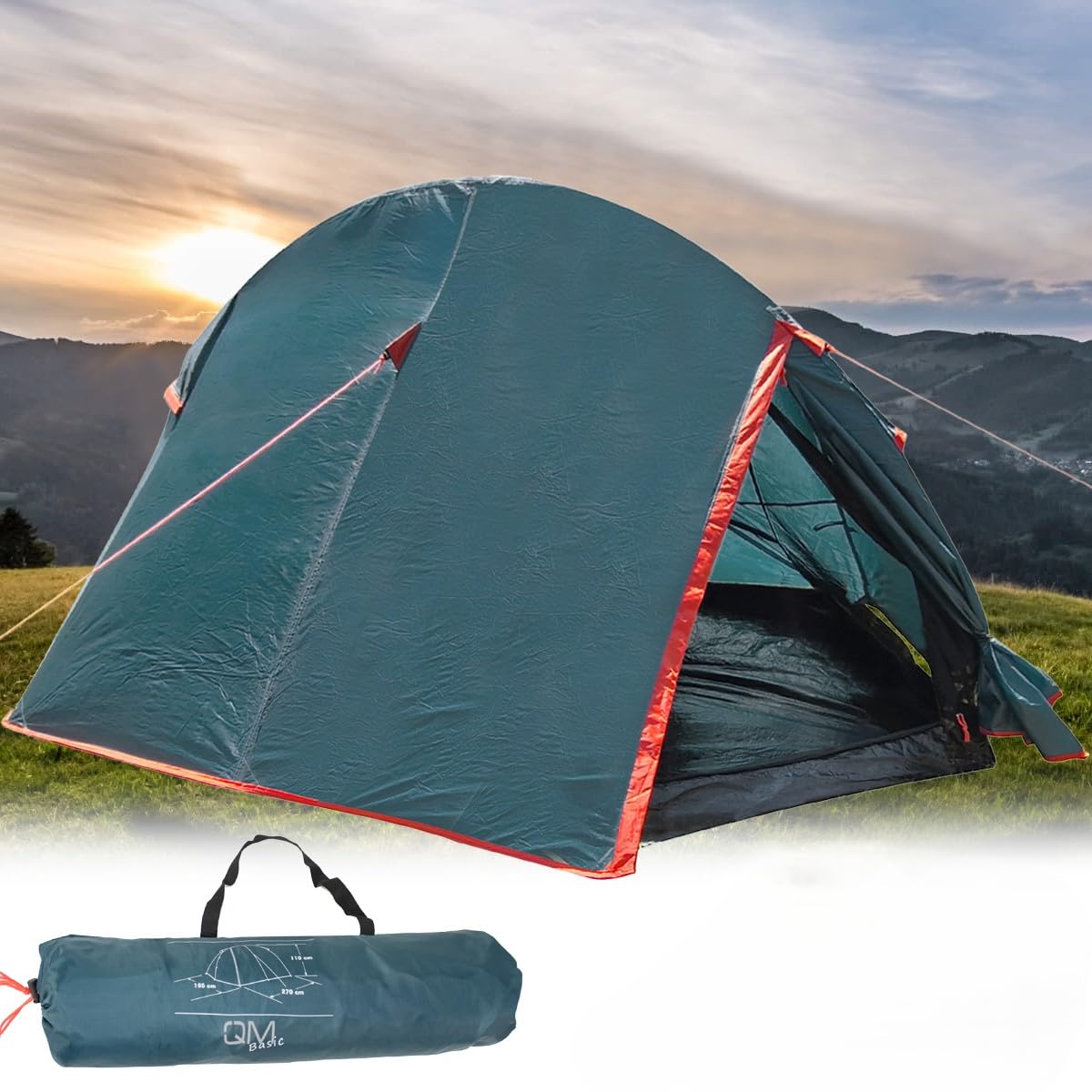 Zelt 2 Personen, Camping Kuppelzelt Einstab Ultraleicht, wasserdicht & Winddicht, 3-4 Saison, Doppelwand Trekking Hiking Backpacking Einmann Biwakzelt Sport & Freizeit