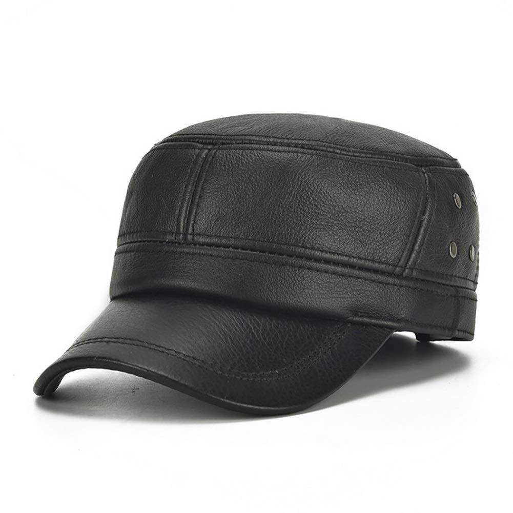Cappelli Invernali, Cappello da Baseball in Pelle con paraorecchie, Caldo Berretto Sportivo all'aperto per Anziani, Inverno(Black-A)