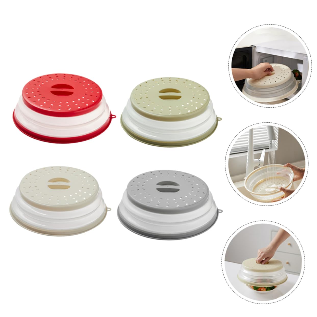 4 Fundas para Microondas Cubierta de Comida Antisalpicaduras Reutilizables para Cocina Color Aleatorio