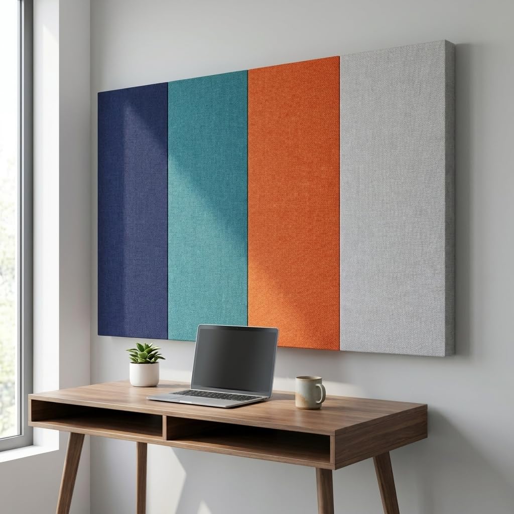 Pannello Fonoassorbente Rettangolare, Fibra di Poliestere Ignifugo, 5cm Spessore, Parete e Soffitto, 50x50cm e 100x50cm (Acquamarina, 100x50)