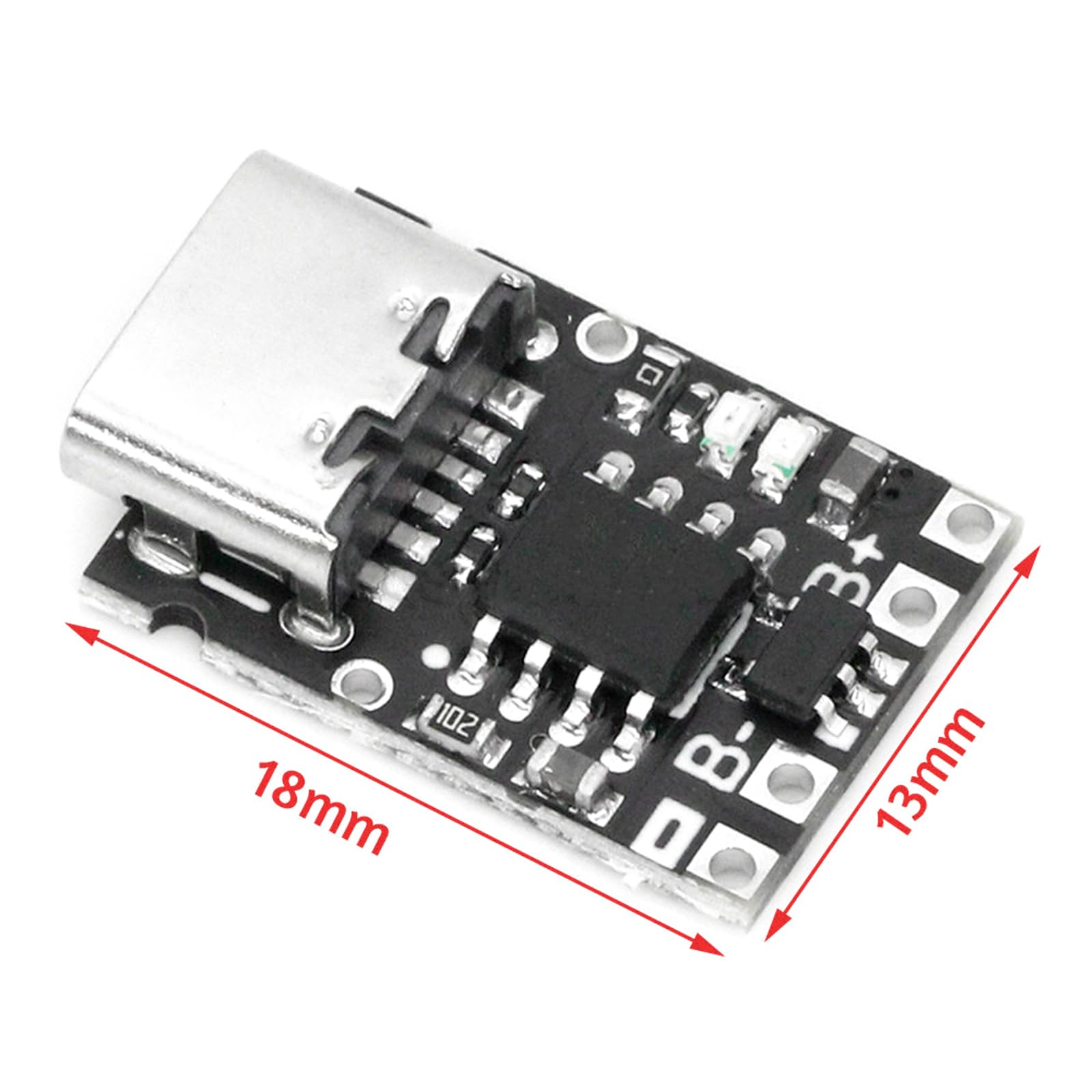 TP4057 1A Lithium-Lademodul – 3,7 V / 4,2 V, Typ C USB, Mit Schutz (Überladung, Überstrom, Kurzschluss), Für DIY & Elektronik