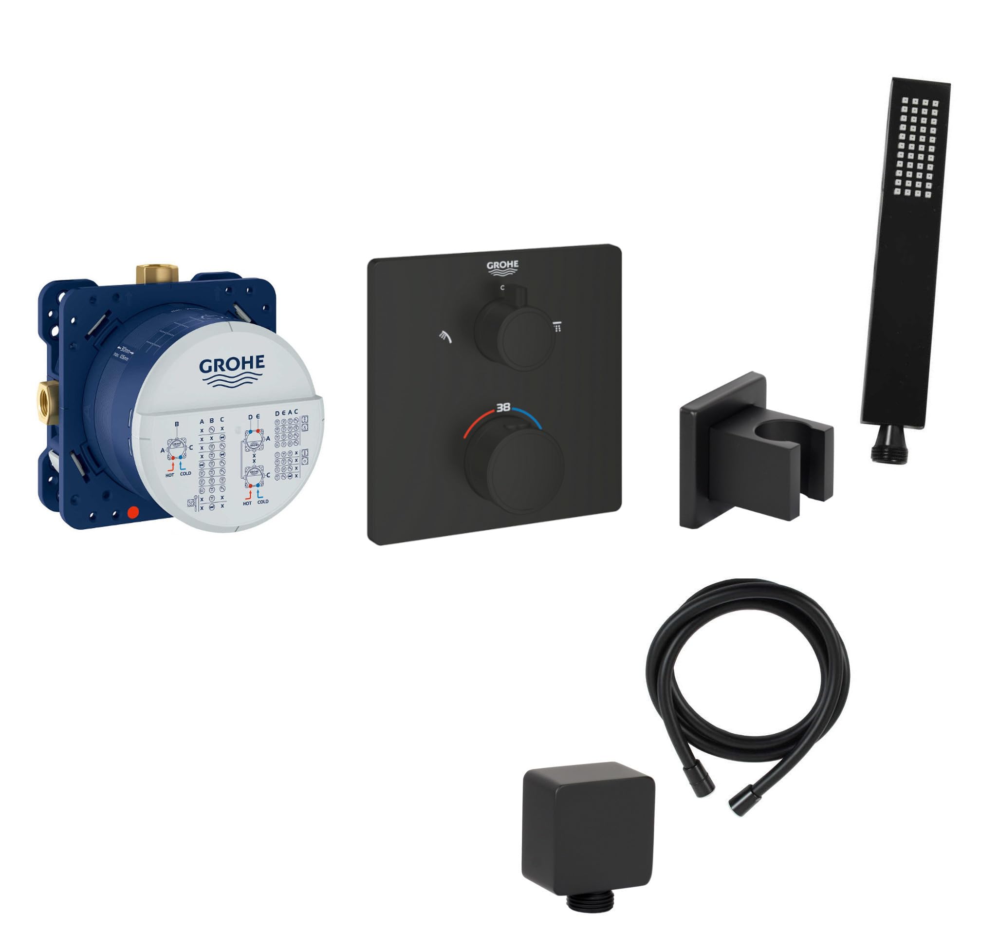 vanvilla Wannenset Unterputz mit Wannenarmatur Grohe schwarz GS15