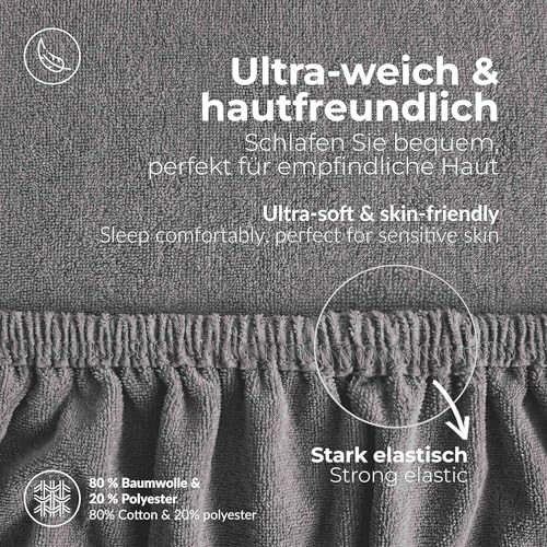 Drap-housse éponge extensible matelas boxspring gris 140x200 cm - 5