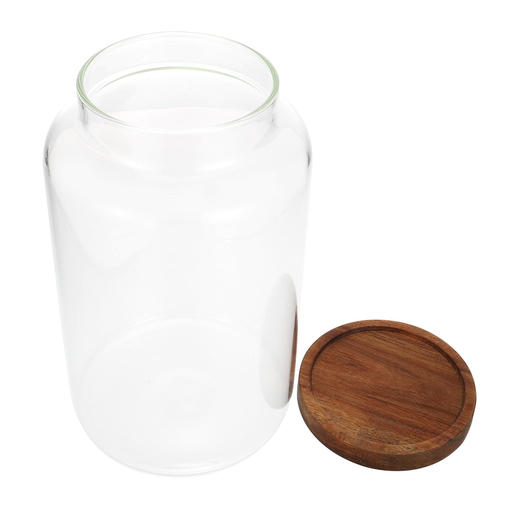 Toyvian Luftdichtes Vorratsglas und Aufbewahrung von Getreide Tee und Mehl aus Glas mit Holzdeckel 2,8l Feuchtigkeitsschutz für Küche und Schreibtisch