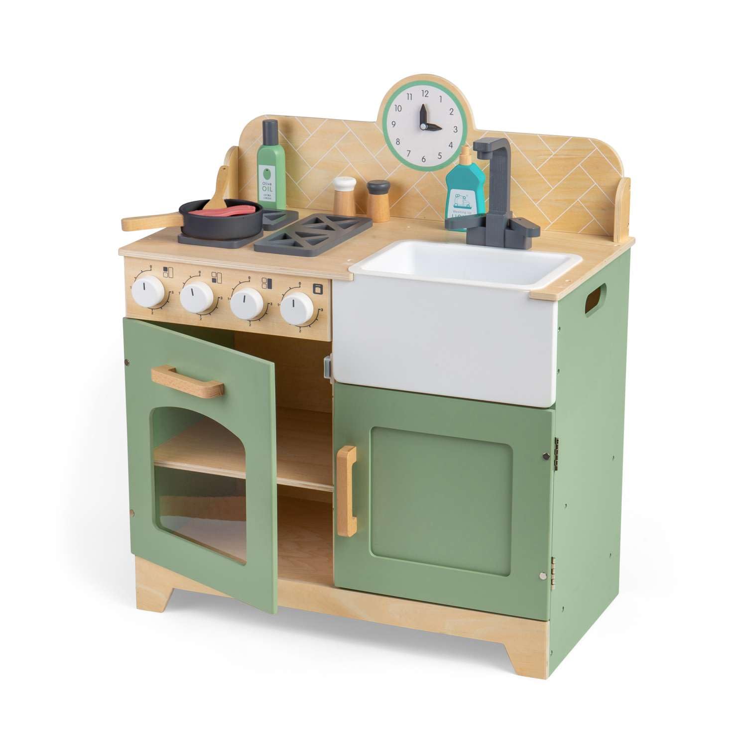 Tidlo Olive Grove Kitchen | Wooden Play Kitchens | Kids' Oven, Hob & Sink
