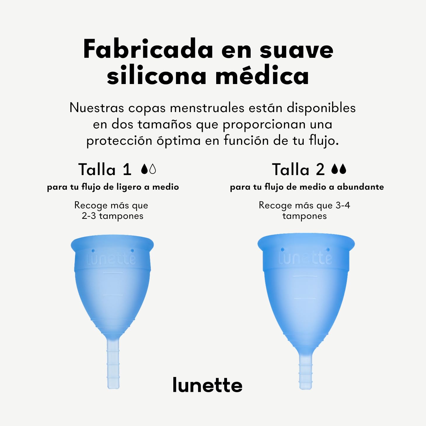 Lunette Copa Menstrual Reutilizable Protección 12 Horas de Comodidad Silicona Médica Suave – Alternativa a Tampones, Duración 10 Años, Talla 2 Blue — view 3