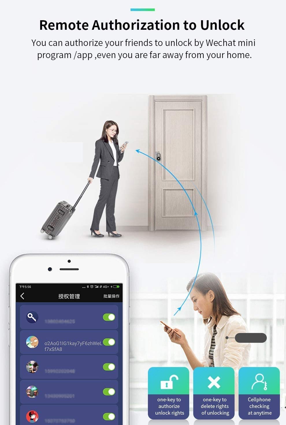 Candado sin llave con huella dactilar, Huella Dactilar Pa USB Recargable Bluetooth 78x50x23mm Haz 6mm
