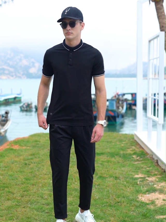 Camiseta polo para hombre de manga corta en mezcla de algodón, estilo clásico casual para golf | Material suave y transpirable, con tecnología antitranspirante, lavable a máquina miniatura 7
