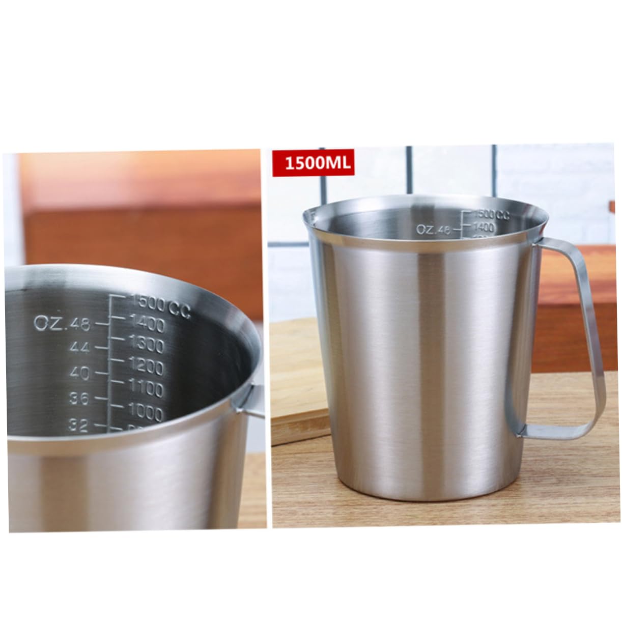 Tasse à Mesurer en Acier Inoxydable 1500ml Argenté