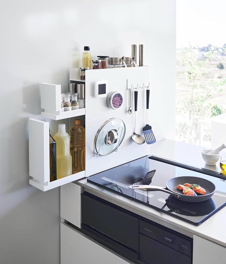 隠せる 調味料ラック 2段 ブラック 約W12.5×D50～93×H52.5cm 71DqHd6cmbL._AC_UF894,