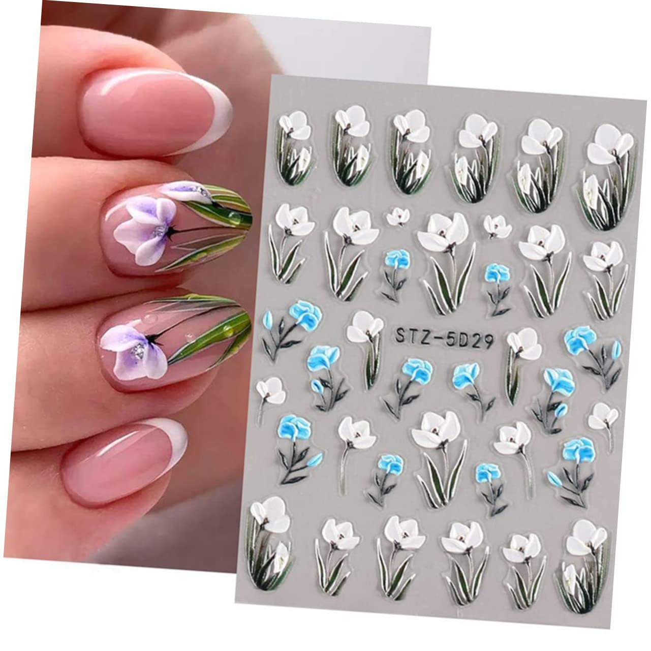 FOMIYES 5 Set Di Adesivi Per Unghie A Forma Di Fiore Adesivi Per Nail Art Per Donne E Ragazze Set Di Forniture Per Nail Art 6 Fogli*5