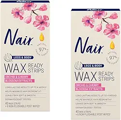 Nair Removedor de pelos de cera pronta para depilar, 40 unidades de pernas/corpo (pacote com 2)