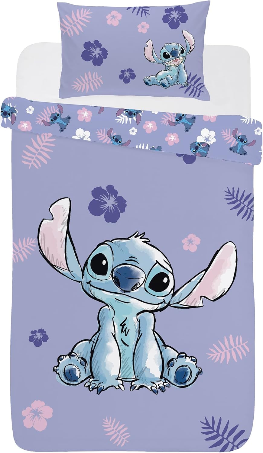 Disney Stitch Single Bed Cover Bedding Set Lilac Kids Bedroom Accessories