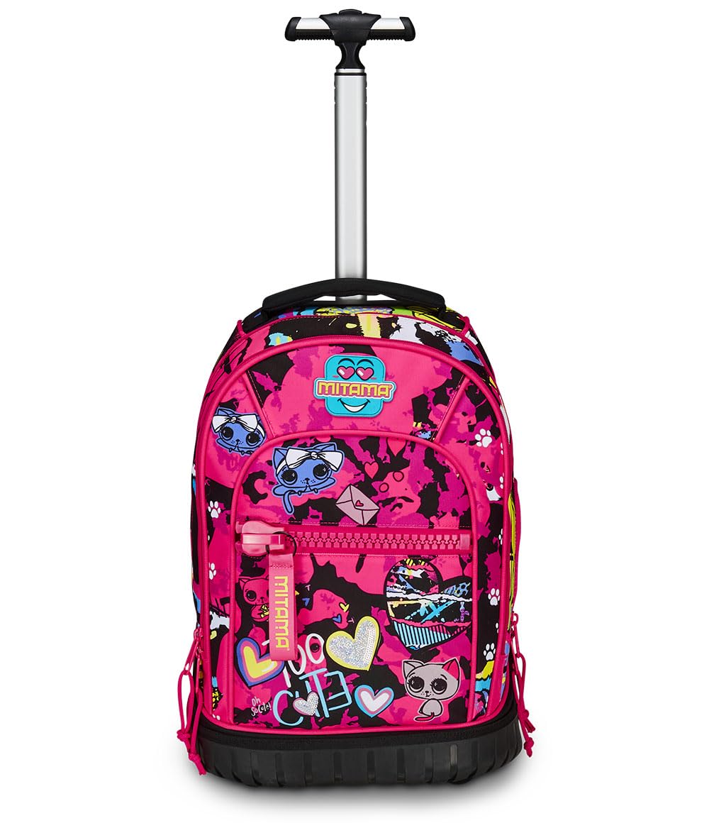 Mitama Trolley Run Scuola Too Cute,Doppio Scomparto, Rosa, Scuola Elementare e Tempo Libero, Bambina Ragazza