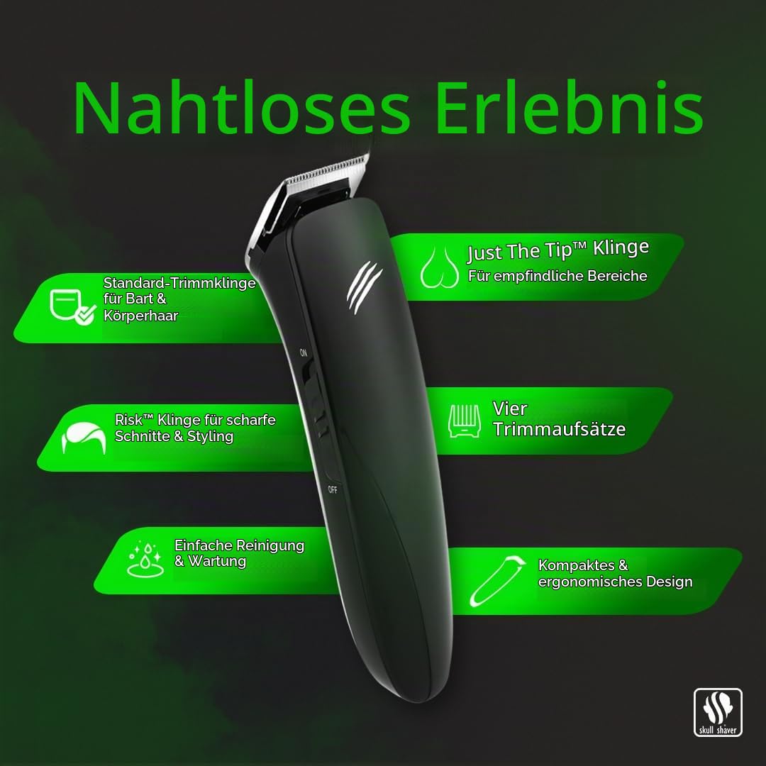 Skull Shaver - Baby Beast Trimmer 3SUM - Herrenpflege-Set - Mit 3 Klingen-Aufsätzen & Kompaktem Design - Kabelloser Einsatz, Inkl. 4 Kammaufsätzen