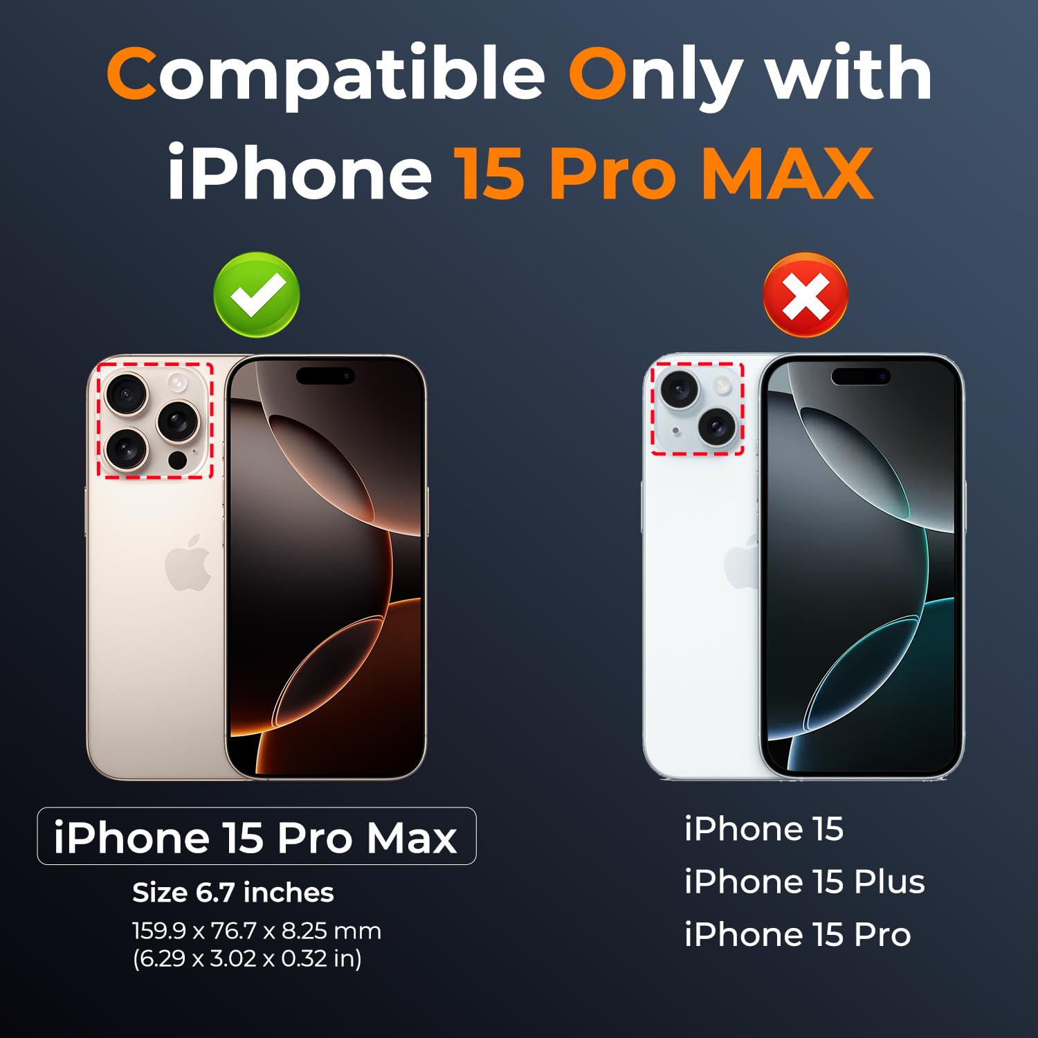 Condition photo showing New/Like New for case for iphone 15 pro max with slide camera cover+screen protector(2 packs), military grade shockproof protective cover, rotated ring kickstand(b - golden)