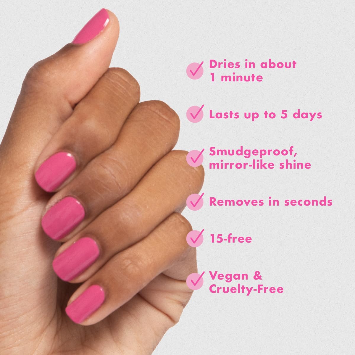 Olive & June Quick Dry Nail Polish | Instant Fast-Drying Smudgeproof Color | 15-free Vegan Cruelty-Free Formula | Lasts up to 5 Days | Salon-Quality Manicure Pedicure at Home |  Shimmery Pink