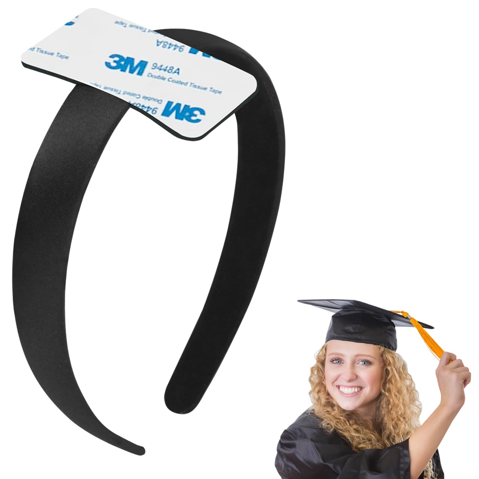 WEIGUZCGraduation Cap Hair Band – Secure and Comfortable Hair Accessory for Graduation Caps (Black - 1PCS, Unisex)