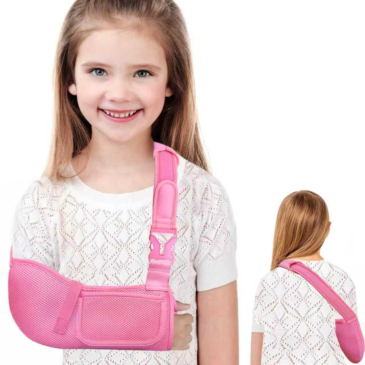 VISKONDA Eslinga médica de malla para niños, con almohadilla ajustable para el hombro, soporte de brazo transpirable para niños, soporte inmovilizador de hombro para codo, lesión de muñeca, puño