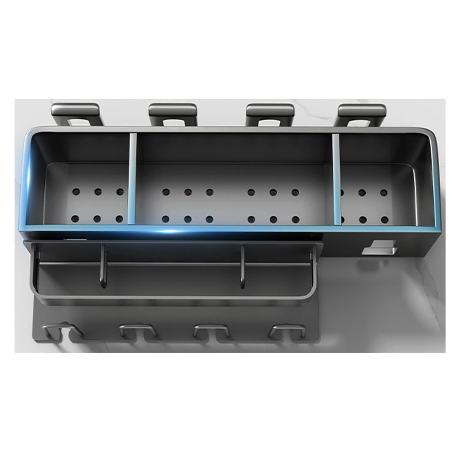 Estante para Cepillos de Dientes Portaspazzolino Multifunzionale Nero portaoggetti Rimovibile e Lavabile Senza Foratura portaspazzolino da Parete