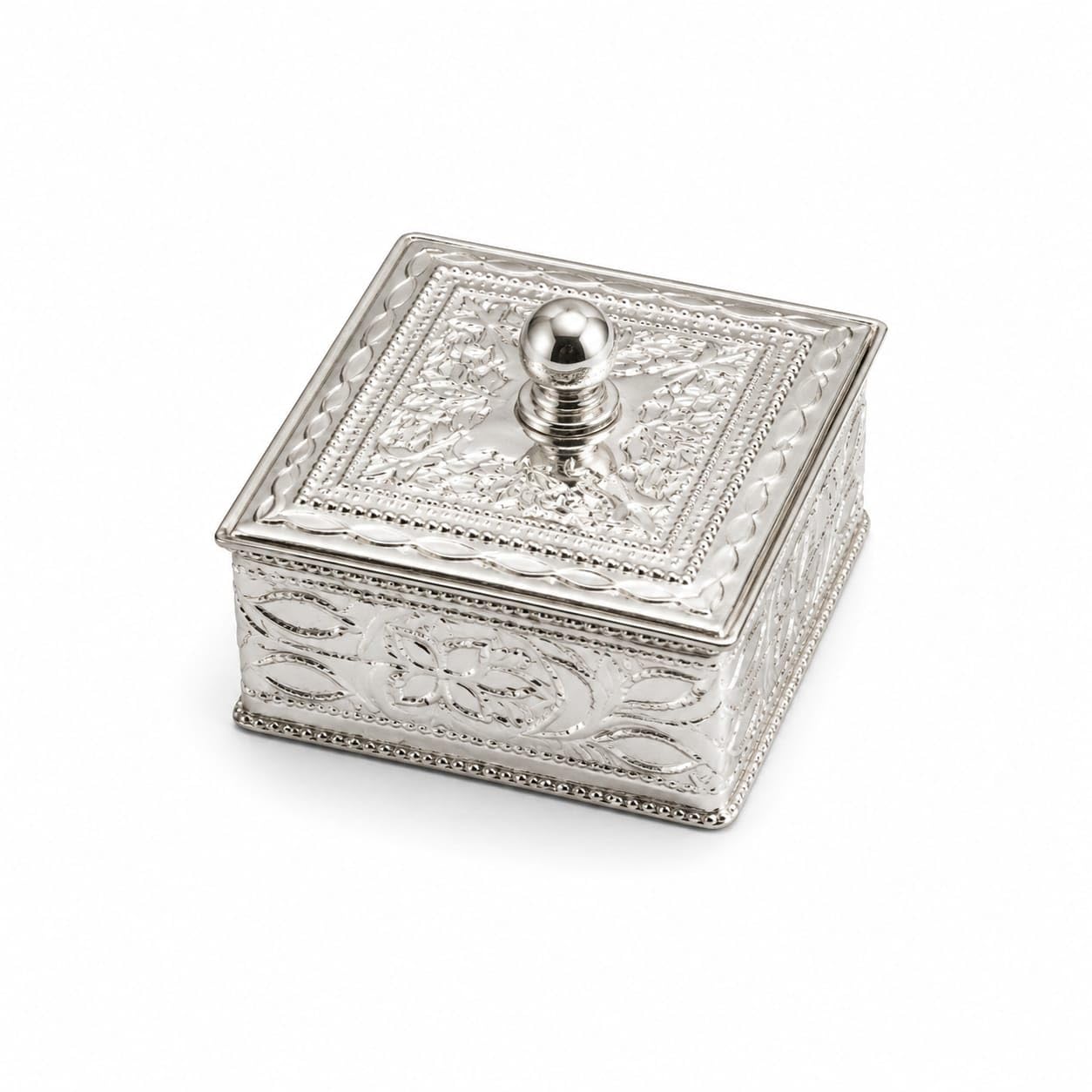 Mini Sindoor Dani Kesar Ki Dabbi Silver Box Sindur Dibbi for Kumkum, Kanku & Chuna Tobacco Chunauti Khaini – Decorative White Metal German Silver Chandi Empty Container (Square)-image-29