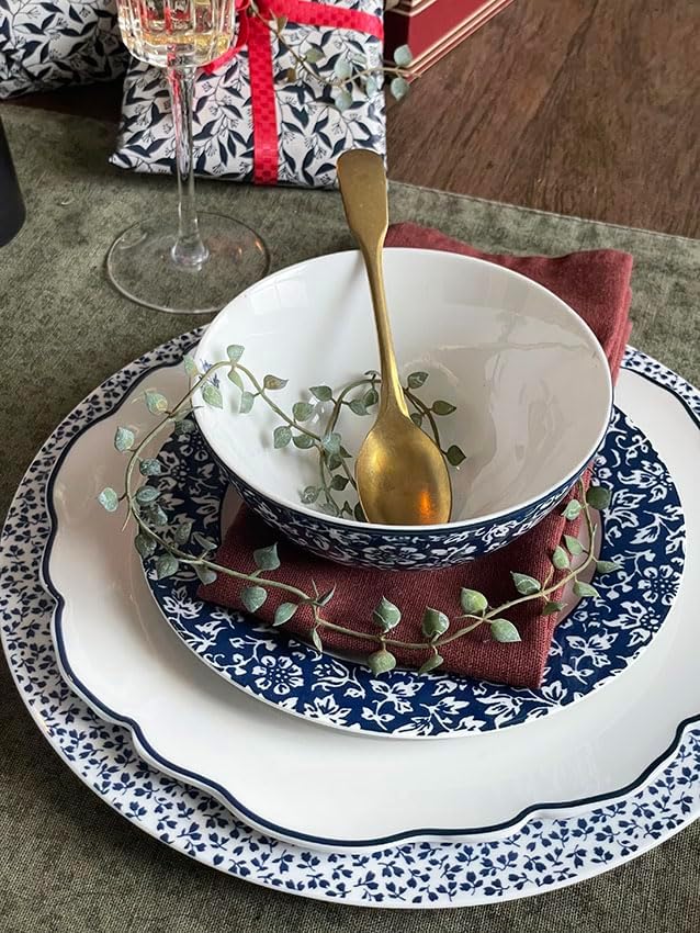 Miniatura 8 de Laura Ashley Mixed Designs - Caja de regalo de 6 pulgadas, juego de 4, plato de sopa de porcelana, cuencos aptos para lavavajillas, colección