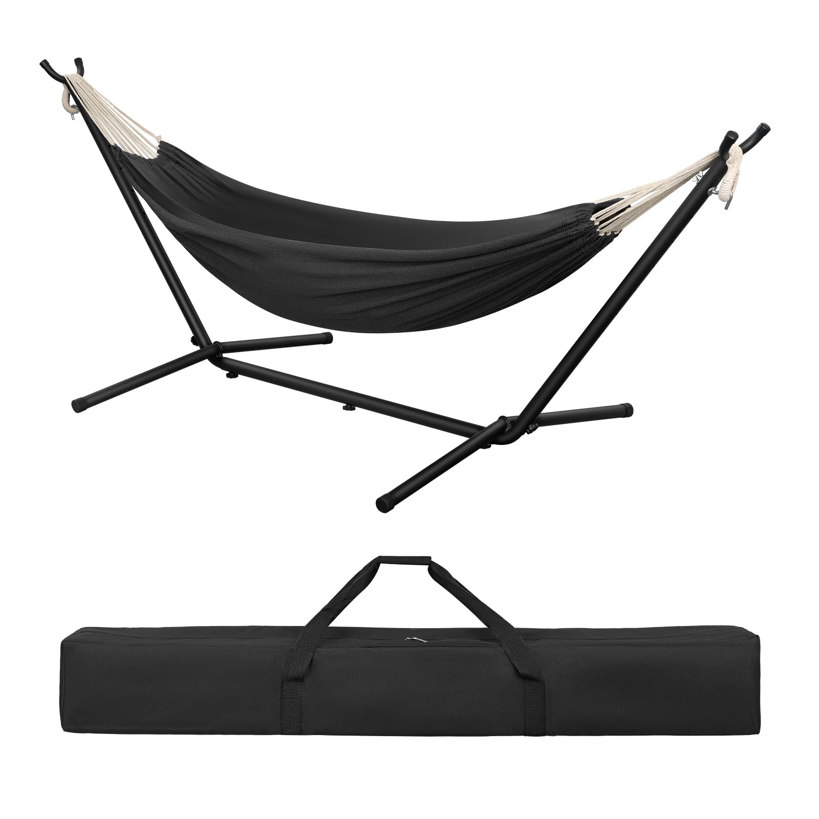 Laneetal Hamaca Jardín Tumbonas, Hamaca para 2 Personas con Soporte Metálico, Capacidad 250 kg, con Bolsa de Transporte, para Terraza, Jardín y Piscina, 280x106x100 cm (Gris Oscuro, 280x106x100 cm)