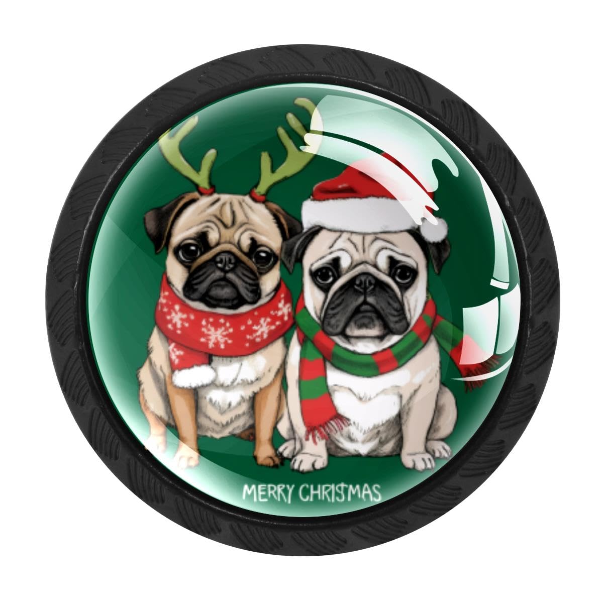 Heoeh Multi 13 4 Pcs Kitchen Cabinet Knobs, Christmas Pugs Drawer Knobs Dresser Handles