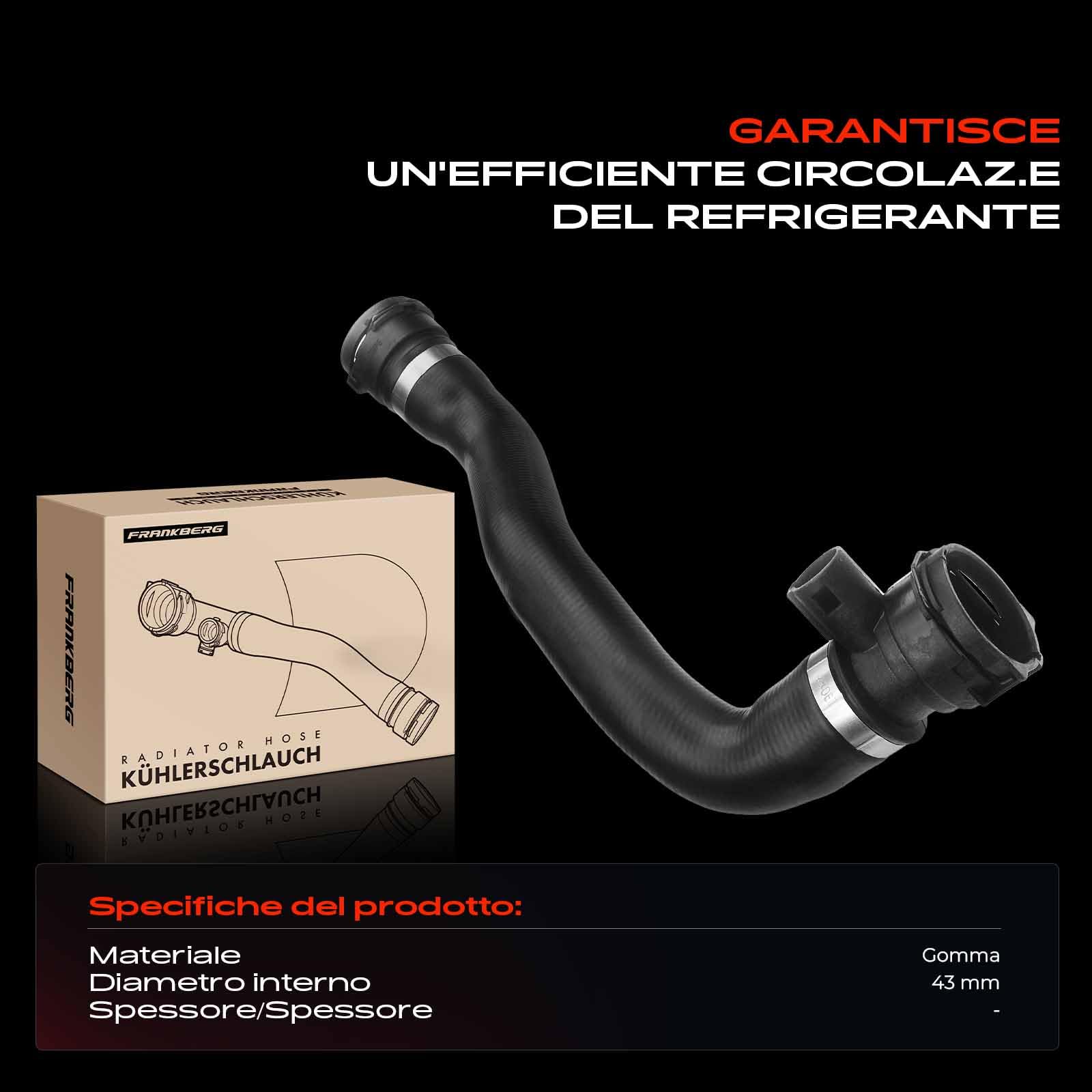 Frankberg Tubo refrigerante Tubo Motore Compatibile con Serie 5 E60 520i Serie 5 E60 525i Serie 5 E60 530i Serie 5 Touring E61 525i Serie 7 E65 E66 E67 730i Li Replace# SK121377,17127519257