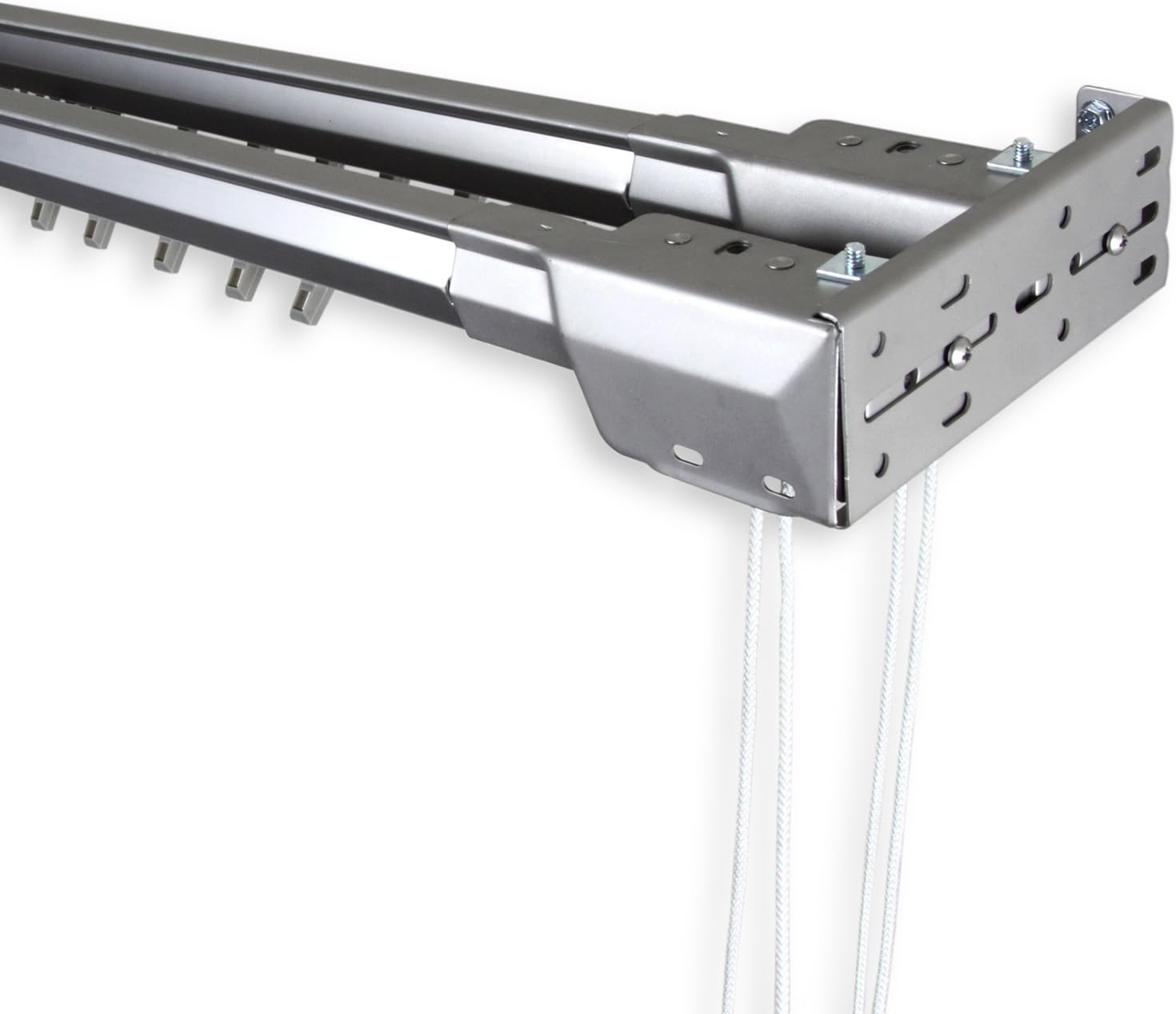Rod Desyne Home Decorative Heavy Duty Double Traverse Rod Center Open 66"-120"- Silver : Home & Kitchen