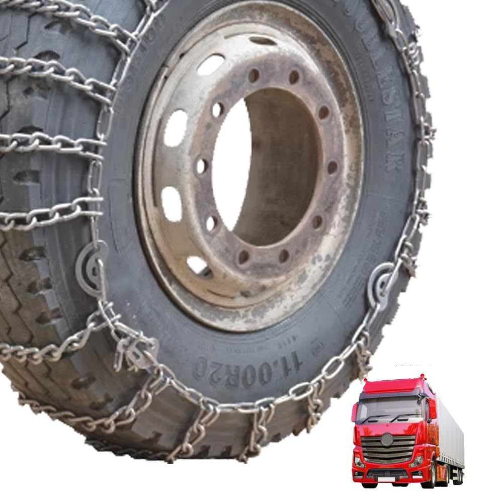 Set of 2 Snow Chains for Semi Trucks Snow Chains for Car Tires Universal Metal Tire Chains for SUV Trucks Pickup Trucks Semi Trucks Van Dually Trucks ATV Light Truck,Anti-skid chain 9mm_295/70R22.5