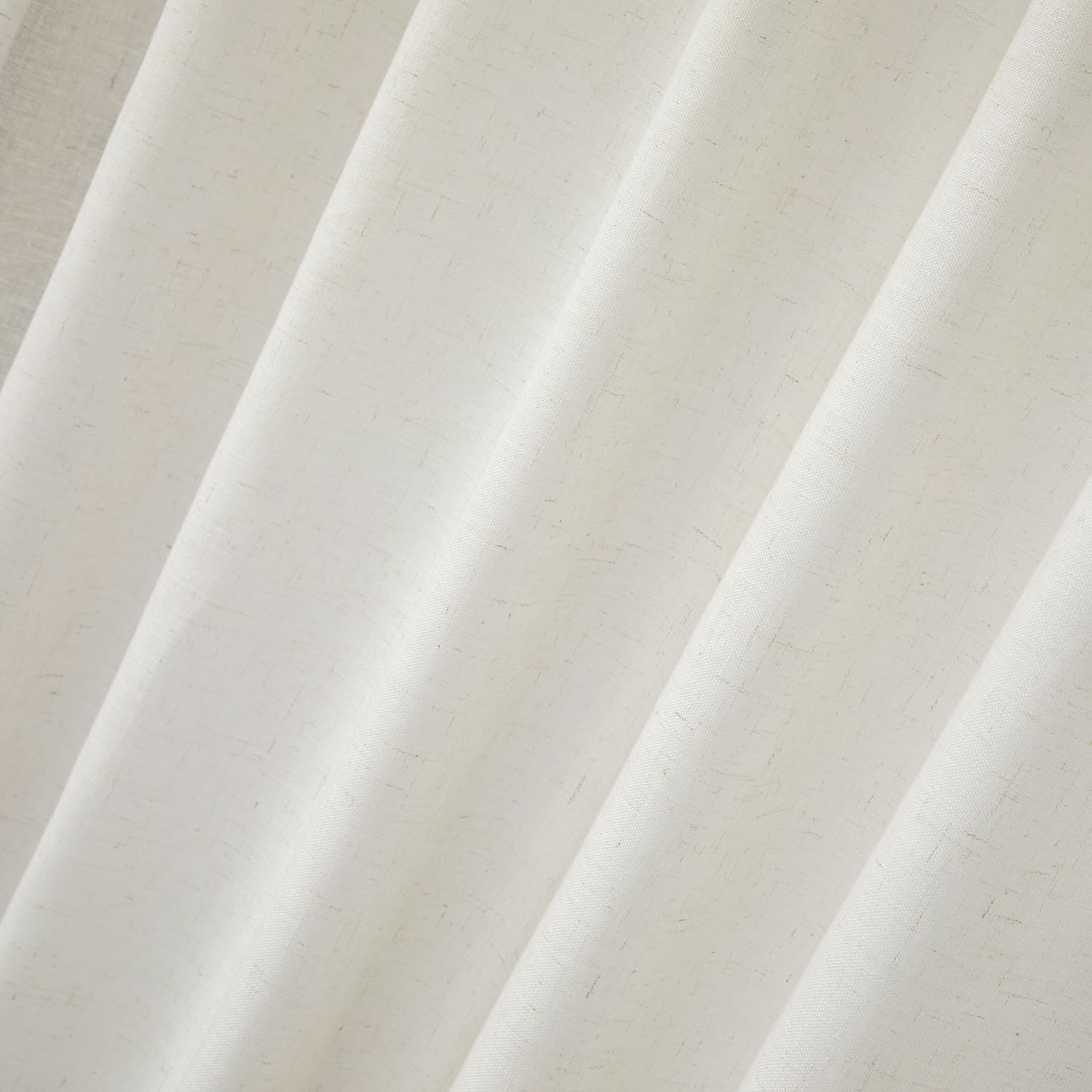 LOYOLADY Natural Linen Semi Sheer Curtains 96 inches Long 2 Panels Set Textured Linen Curtains for Bedroom Privacy Sheer Linen Curtains for Living Room 52" W x 96" L