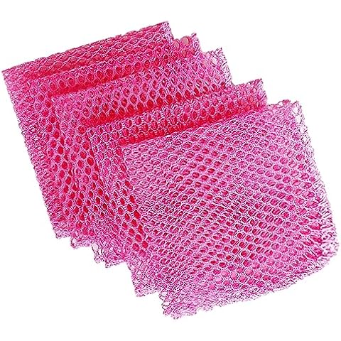 NOPIGO Mesh Scrubber 5PCS /Perfect Dish Washing Net Scrubber/Quick Dry - No More Sponges with Smell 11.5 by 11.5 inches. (Pink 5) Cover