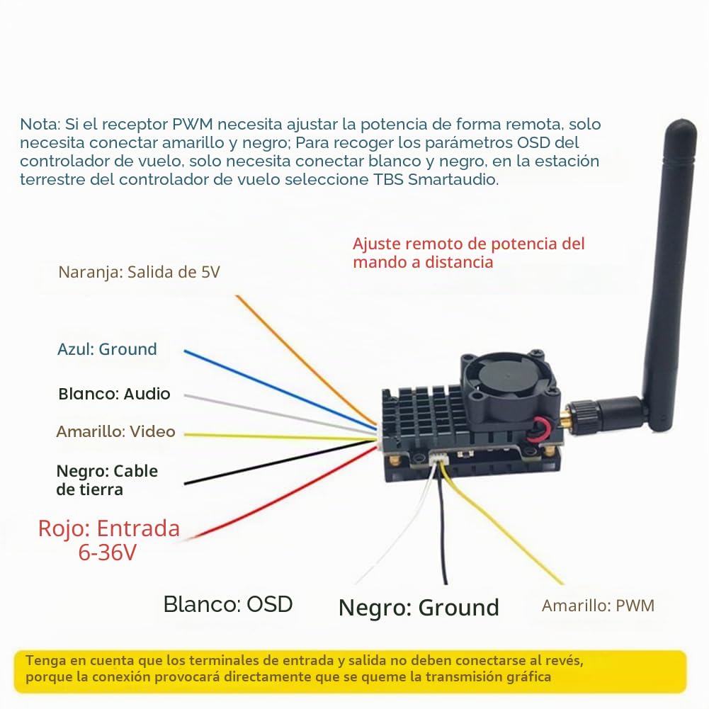 5.8Ghz 2W FPV VTX Transmisor+CMOS 1200TVL CAM+Antena FPV 2000MW 48CH Audio Video Transmisor para FPV Drone de Alcance