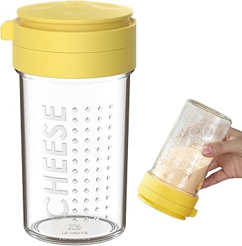 12oz Parmesan Cheese Shaker with Airtight Lid Glass Spice Shaker Anti-Clog Spice Powder Dispenser for Sugar, Parmesan, Parmesan, Pepper, Chocolate, Matcha