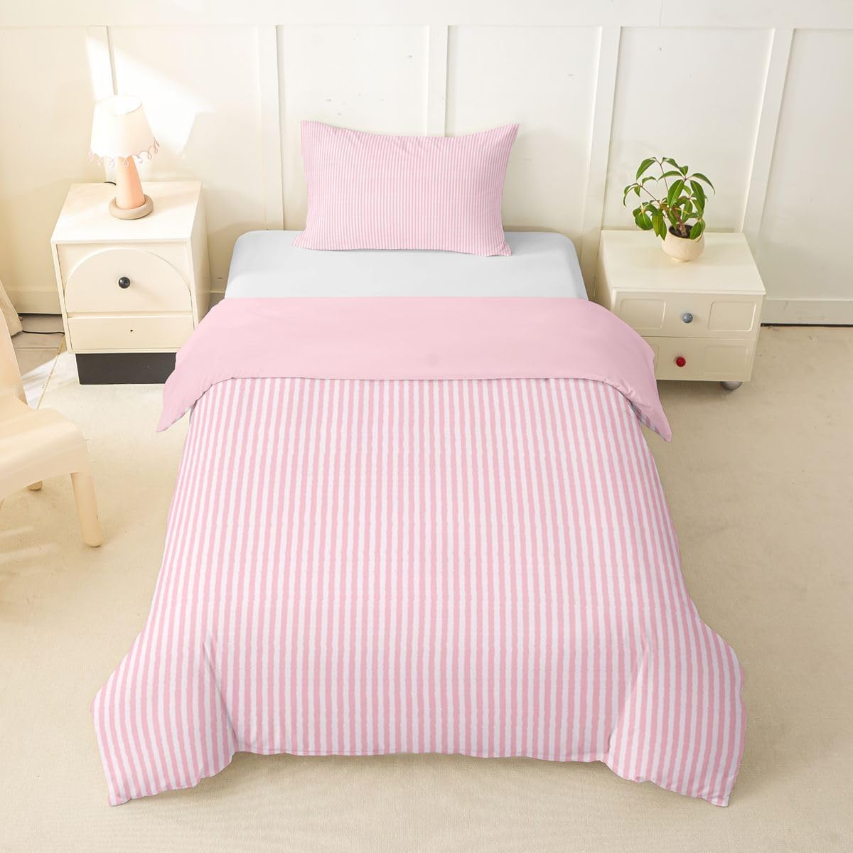 Feelyou Pink White Duvet Cover Toddler Size