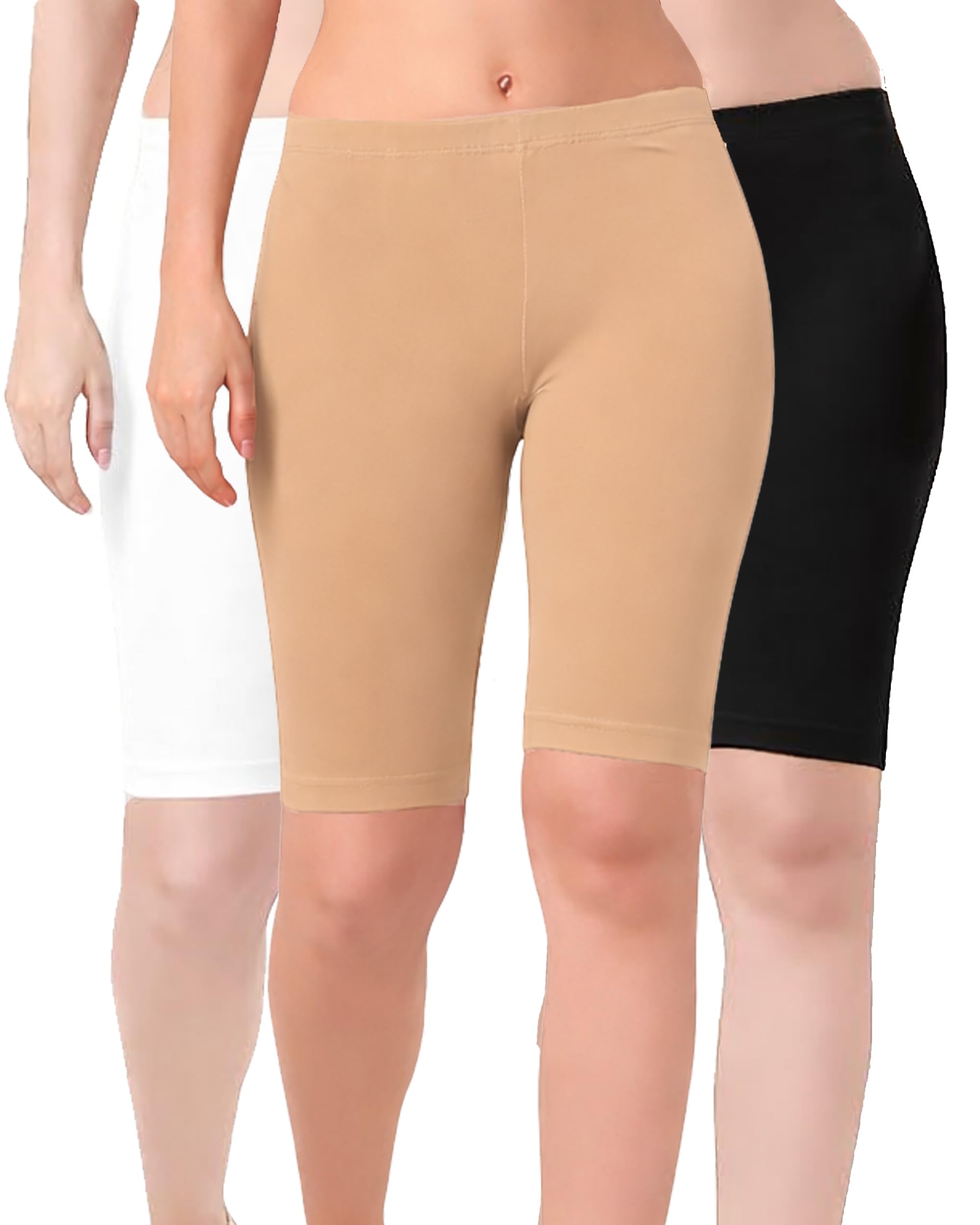 outflits Women’s Cotton Stretch Cycling Shorts | High Waist Knee Length Biker Shorts | Comfortable Gym Yoga Activewear-picture-29