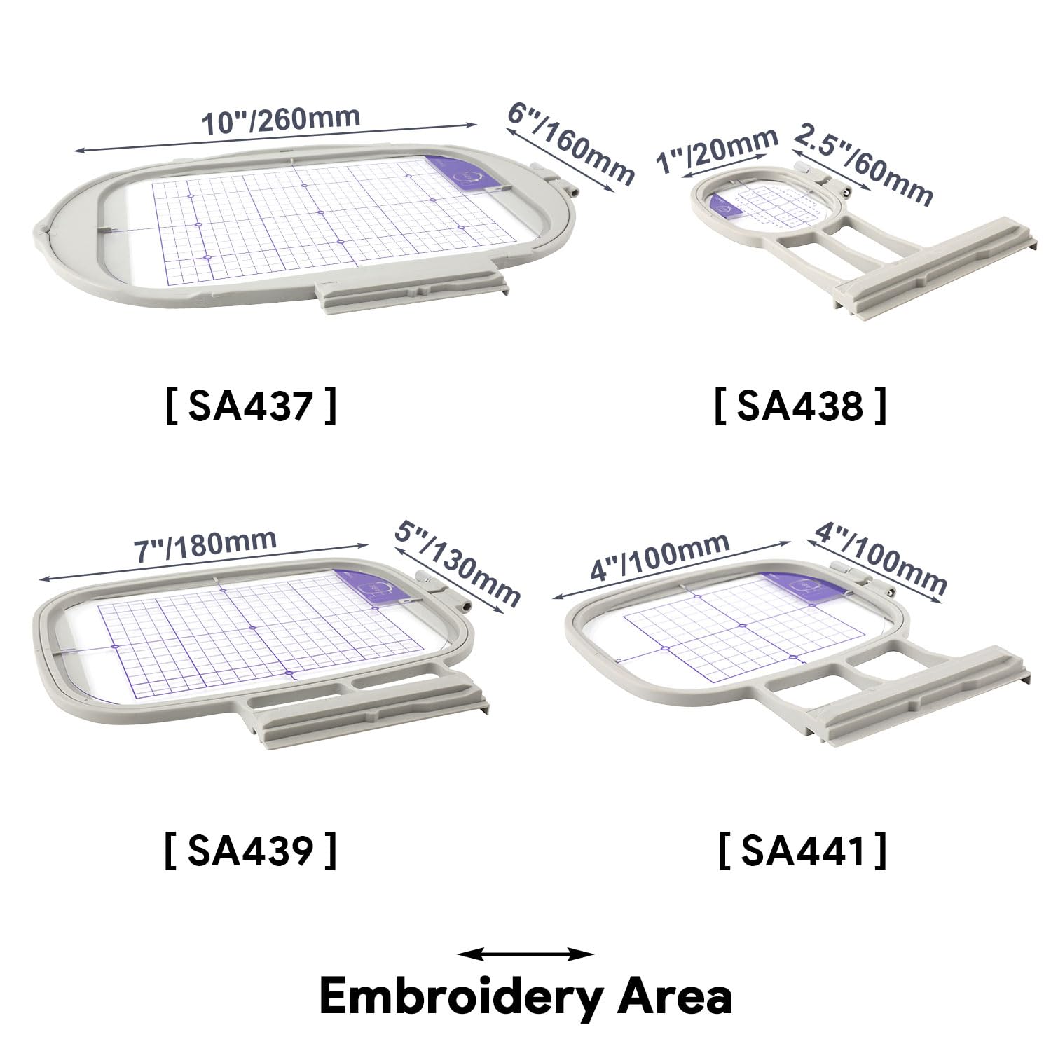 MagnaHoop Embroidery Hoops for Brother Innovis NQ1700E NQ1600E NQ3600D Dream Machine 2 VE2200 1500D V3 VM5200 Babylock Destiny Flourish Flare Embroidery Machine Hoop (4in1-B Set)